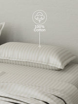 100% Cotton King Bedsheet Set, 210 TC Taupe (Grey) Stripes, Elegant Collection