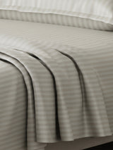 100% Cotton King Bedsheet Set, 210 TC Taupe (Grey) Stripes, Elegant Collection