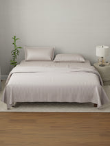 100% Cotton King Bedsheet Set, 210 TC Dawn Pink Stripes, Elegant Collection