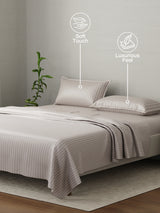 100% Cotton King Bedsheet Set, 210 TC Dawn Pink Stripes, Elegant Collection
