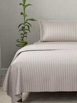 100% Cotton King Bedsheet Set, 210 TC Dawn Pink Stripes, Elegant Collection