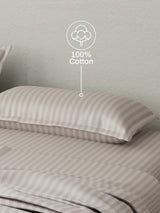 100% Cotton King Bedsheet Set, 210 TC Dawn Pink Stripes, Elegant Collection