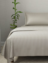 100% Cotton King Bedsheet Set, 210 TC Pumice Stone (Grey) Stripes, Elegant Collection