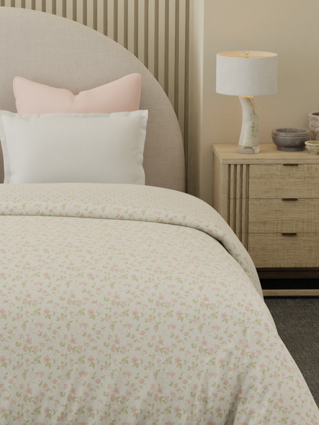 Reversible Double Comforter 100% Cotton 300 TC — Pink Floral Design | Cottage Garden Collection, Cozy Winter Bedding