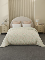 Reversible Double Comforter 100% Cotton 300 TC —  Pink & Green Floral Design | Cottage Garden Collection, Cozy Winter Bedding