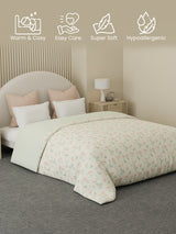Reversible Double Comforter 100% Cotton 300 TC —  Pink & Green Floral Design | Cottage Garden Collection, Cozy Winter Bedding