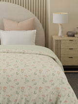 Reversible Double Comforter 100% Cotton 300 TC —  Pink & Green Floral Design | Cottage Garden Collection, Cozy Winter Bedding