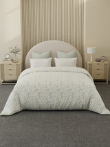 Reversible Double Comforter 100% Cotton 300 TC — Blue & Green Floral Design | Cottage Garden Collection, Cozy Winter Bedding