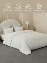 Reversible Double Comforter 100% Cotton 300 TC — Blue & Green Floral Design | Cottage Garden Collection, Cozy Winter Bedding