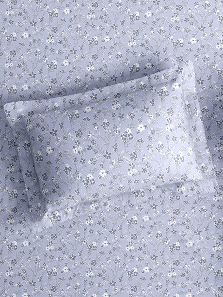 Reversible Double Comforter 100% Cotton 300 TC — Light Purple Floral Design | For Mild Winter, All Season Cottage Garden Collection, Cozy Winter Bedding