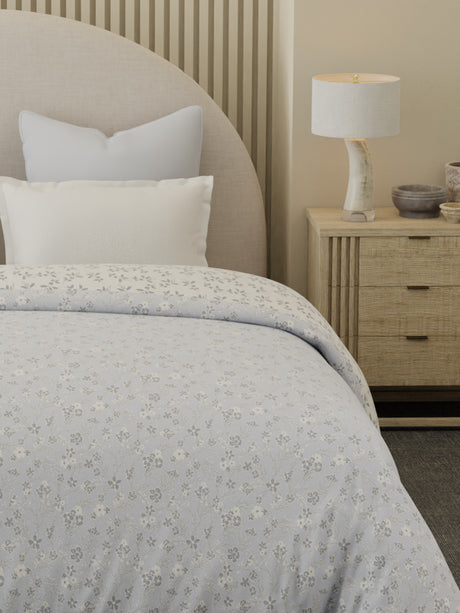 Reversible Double Comforter 100% Cotton 300 TC — Light Purple Floral Design | For Mild Winter, All Season Cottage Garden Collection, Cozy Winter Bedding