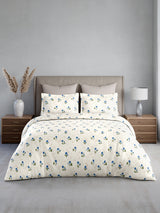 Reversible Double Comforter 100% Cotton 300 TC — Blue Floral Design | For Mild Winter, All Season Cottage Garden Collection, Cozy Winter Bedding