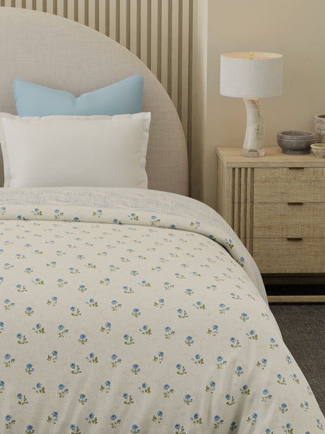 Reversible Double Comforter 100% Cotton 300 TC — Blue Floral Design | For Mild Winter, All Season Cottage Garden Collection, Cozy Winter Bedding