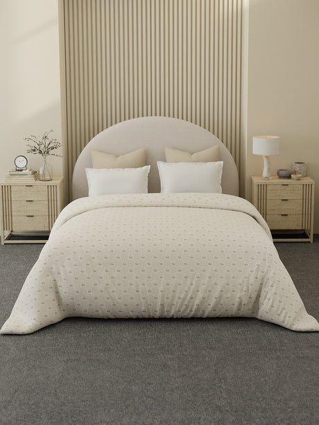 Reversible Double Comforter 100% Cotton 300 TC — Cream Floral Design | For Mild Winter, All Season Cottage Garden Collection, Cozy Winter Bedding
