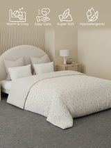 Reversible Double Comforter 100% Cotton 300 TC — Grey Floral Design | Cottage Garden Collection, Cozy Winter Bedding