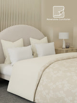 Reversible Double Comforter 100% Cotton 300 TC — Beige Floral Design | Cottage Garden Collection, Cozy Winter Bedding