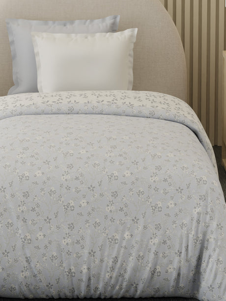 Reversible Single Comforter 100% Cotton 300 TC — Light Purple Floral Design | For Mild Winter, All Season Cottage Garden Collection, Cozy Winter Bedding