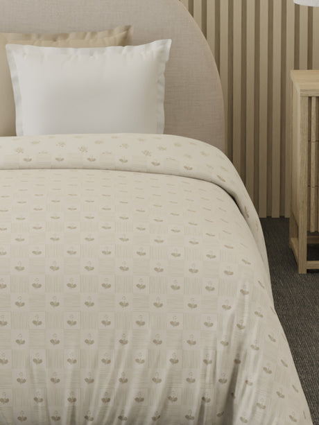 Reversible Single Comforter 100% Cotton 300 TC — Cream Floral  Design | For Mild Winter, All Season Cottage Garden Collection, Cozy Winter Bedding