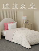 Reversible Single Comforter 100% Cotton 300 TC —  Pink Floral Design | For Mild Winter, All Season Cottage Garden Collection, Cozy Winter Bedding