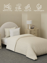 Reversible Single Comforter 100% Cotton 300 TC — Beige Floral Design | For Mild Winter, All Season Cottage Garden Collection, Cozy Winter Bedding