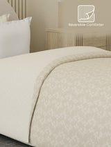 Reversible Single Comforter 100% Cotton 300 TC — Beige Floral Design | For Mild Winter, All Season Cottage Garden Collection, Cozy Winter Bedding