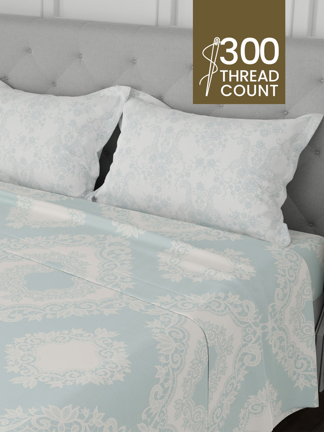 100% Cotton 300 TC, Printed King Bedsheet Set for Gifting, Cottage Garden