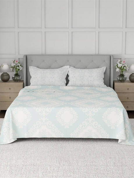 100% Cotton 300 TC, Printed King Bedsheet Set for Gifting, Cottage Garden