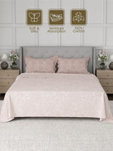 100% Cotton 300 TC, Printed King Bedsheet Set for Gifting, Cottage Garden