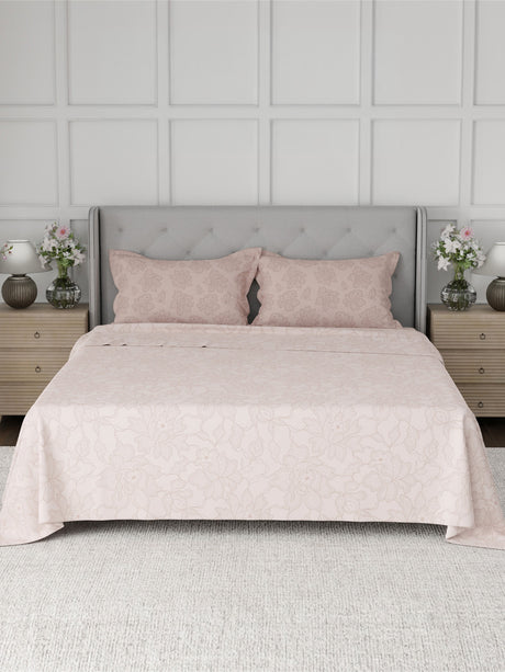 100% Cotton 300 TC, Printed King Bedsheet Set for Gifting, Cottage Garden