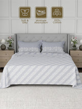 100% Cotton 300 TC, Printed King Bedsheet Set for Gifting, Cottage Garden