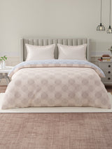 100% Cotton Reversible Double Comforter, 152 TC Cream & Blue Geometrical Print, Embrace Collection