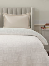 100% Cotton Reversible Double Comforter, 152 TC Grey & Cream Geometrical Print, Embrace Collection