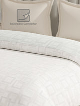 100% Cotton Reversible Double Comforter, 152 TC Grey & Cream Geometrical Print, Embrace Collection