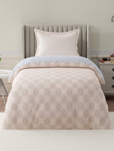 100% Cotton Reversible Single Comforter, 152 TC Cream & Blue Geometrical Print, Embrace Collection