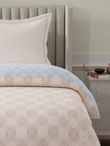 100% Cotton Reversible Single Comforter, 152 TC Cream & Blue Geometrical Print, Embrace Collection