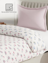 100% Cotton Reversible Single Comforter, 152 TC Blue & Pink Floral Print, Embrace Collection