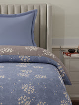 100% Cotton Reversible Single Comforter, 152 TC Blue & Grey Floral Print, Embrace Collection