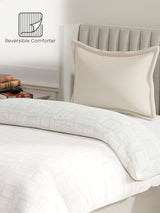 100% Cotton Reversible Single Comforter, 152 TC Grey & Cream Geometrical Print, Embrace Collection