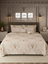 100% Cotton 800 TC, Printed King Bedsheet Set, Platinum Pulse