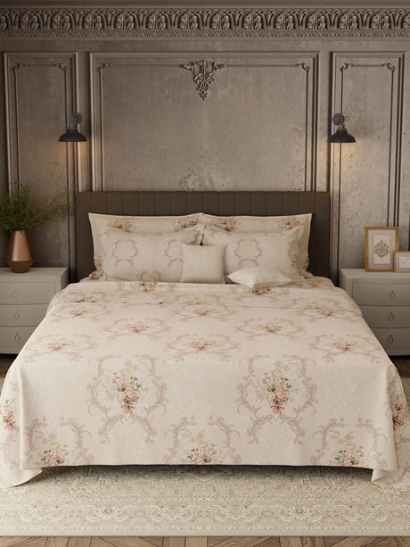 100% Cotton 800 TC, Printed King Bedsheet Set, Platinum Pulse
