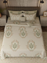 100% Cotton 800 TC, Printed King Bedsheet Set, Platinum Pulse