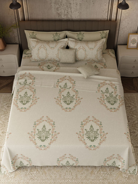 100% Cotton 800 TC, Printed King Bedsheet Set, Platinum Pulse