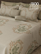 100% Cotton 800 TC, Printed King Bedsheet Set, Platinum Pulse