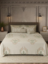 100% Cotton 800 TC, Printed King Bedsheet Set, Platinum Pulse
