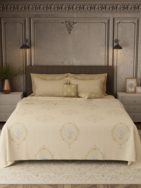 100% Cotton 800 TC, Printed King Bedsheet Set, Platinum Pulse