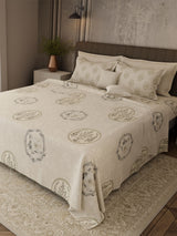 100% Cotton 800 TC, Printed King Bedsheet Set, Platinum Pulse