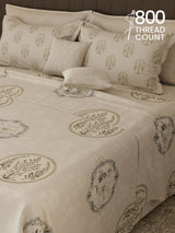 100% Cotton 800 TC, Printed King Bedsheet Set, Platinum Pulse