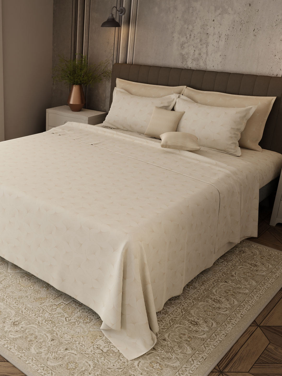 100% Cotton 800 TC, Printed King Bedsheet Set, Platinum Pulse
