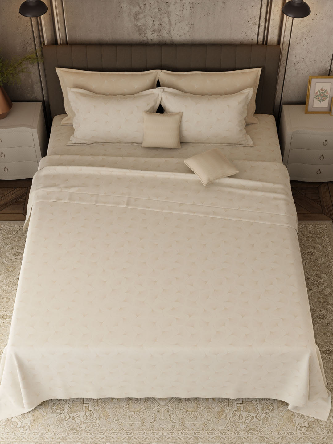 100% Cotton 800 TC, Printed King Bedsheet Set, Platinum Pulse