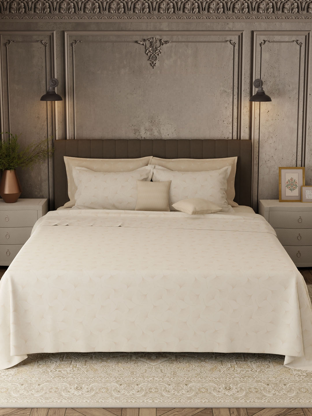 100% Cotton 800 TC, Printed King Bedsheet Set, Platinum Pulse